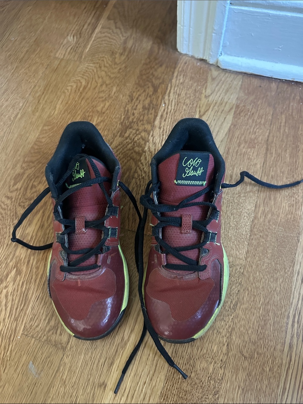 New Balance coco cg1 Kids Maroon and Neon Green Accent Sneakers